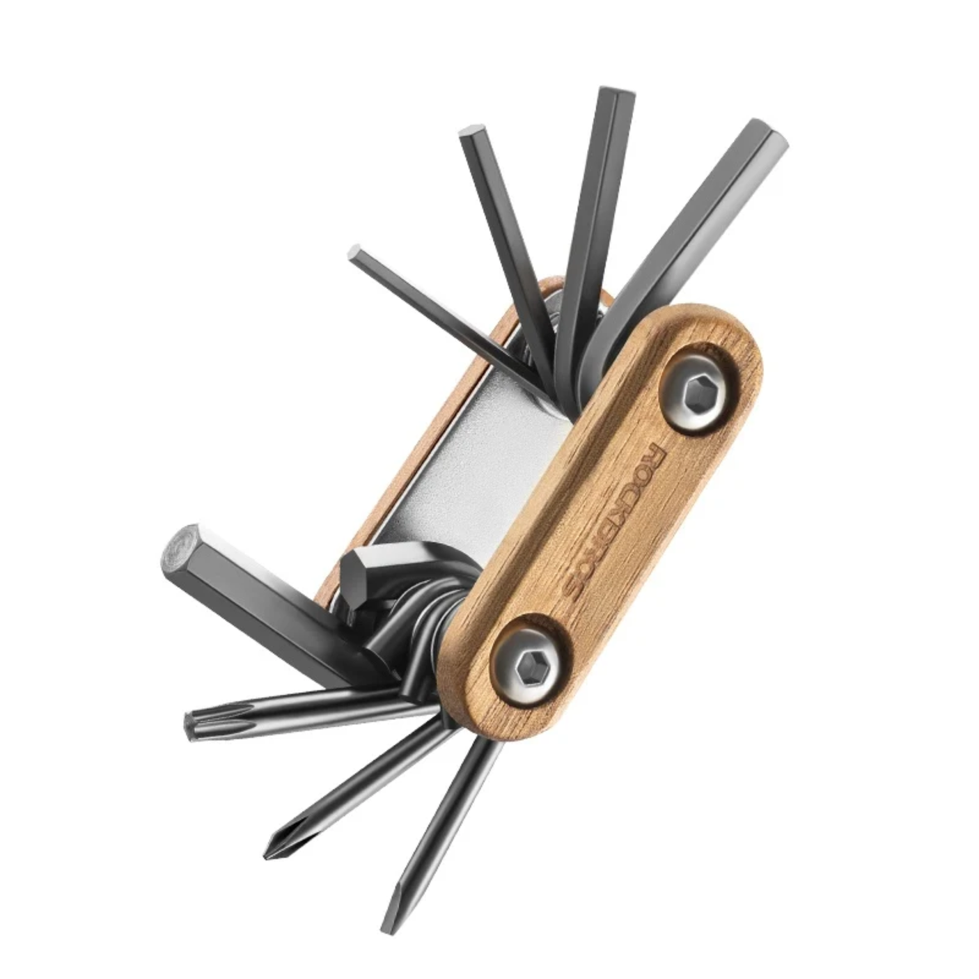 Rockbros Titanium-Plated 8-in-1 Wood Handle Multi Tool