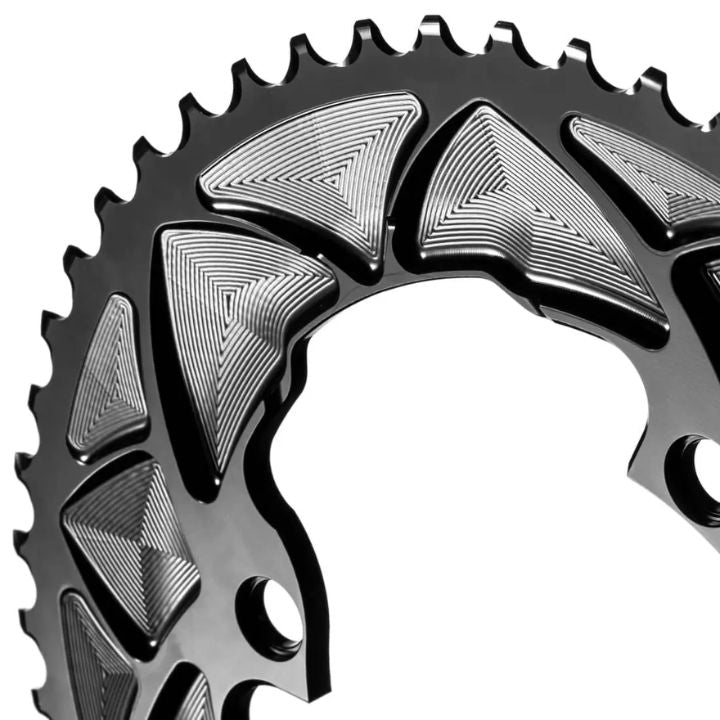 Absolute Black Round Road Chainring 2X 110/4 Shimano 9100 (50T/52T/53T) | The Bike Affair