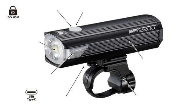Cateye Ampp 2200 HL - EL2200RC Head Light | The Bike Affair
