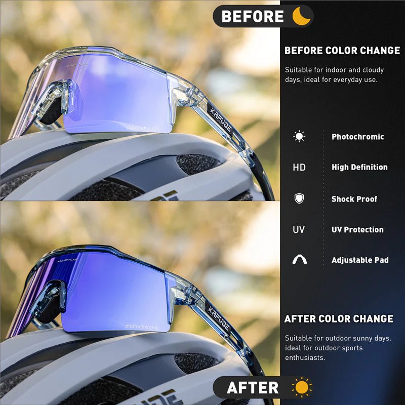 Kapvoe KE9023 Color Changing Frames Photochromic Sunglasses | The Bike Affair