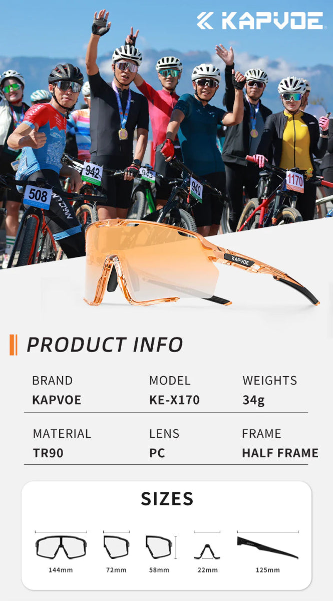 Kapvoe X170 Sports Sunglasses | The Bike Affair