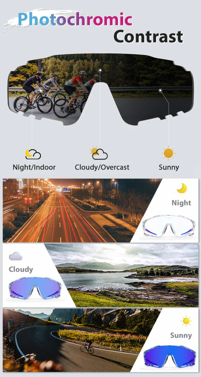 Kapvoe X76 Color Changing Frames Photochromic Sunglasses | The Bike Affair