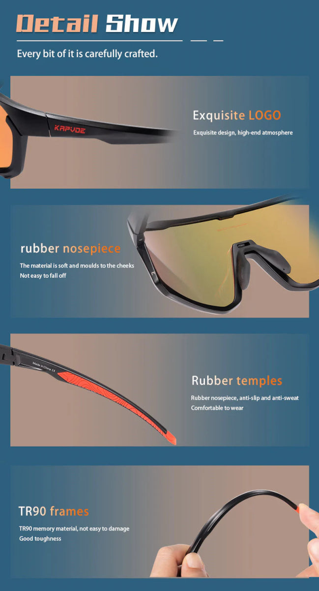 Kapvoe X93 Interchangeable Lower Frame Sunglasses | The Bike Affair