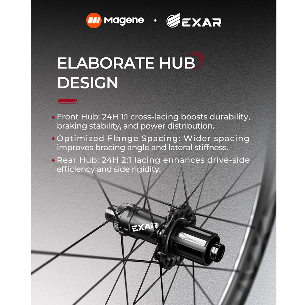 Magene Exar Pro GR45 Carbon Gravel Disc Brake Wheelset - 45mm | The Bike Affair