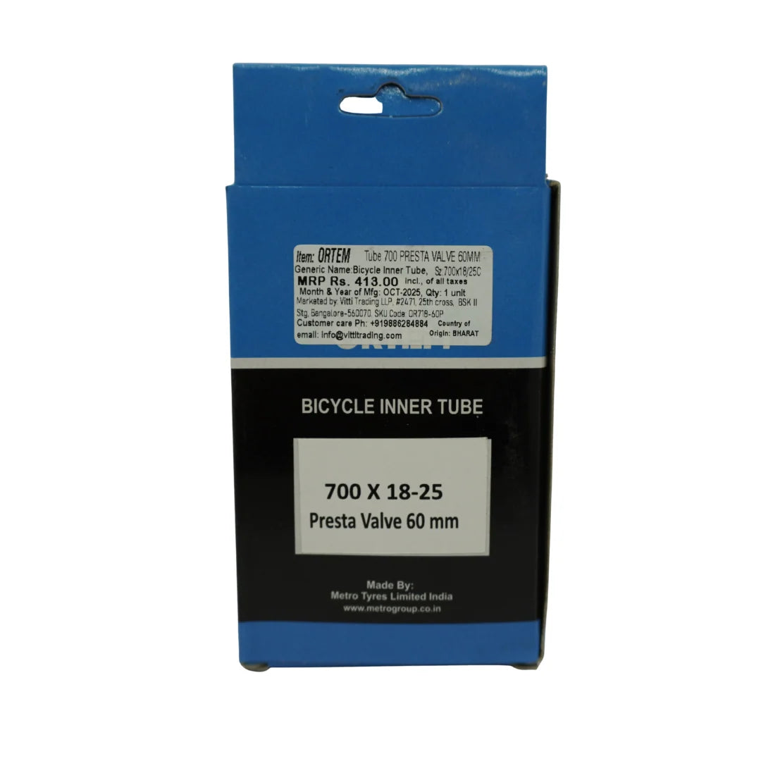 Ortem 700x18-25c 60mm Presta Valve Butyl Tube