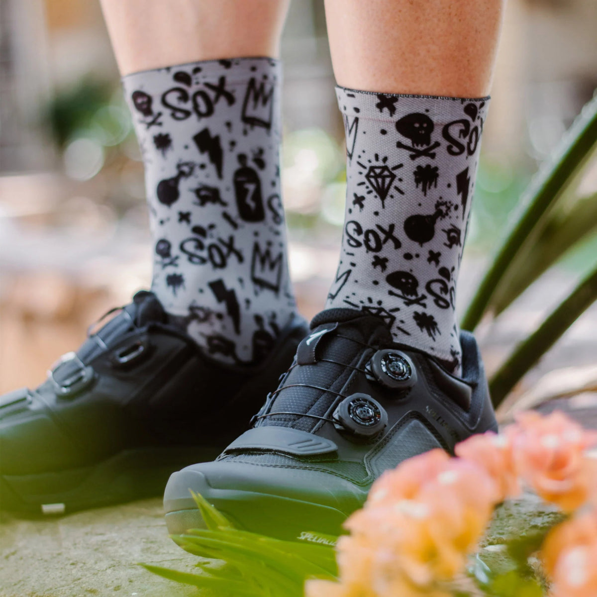 Sox Doodle Grey Casual Crew Socks | The Bike Affair