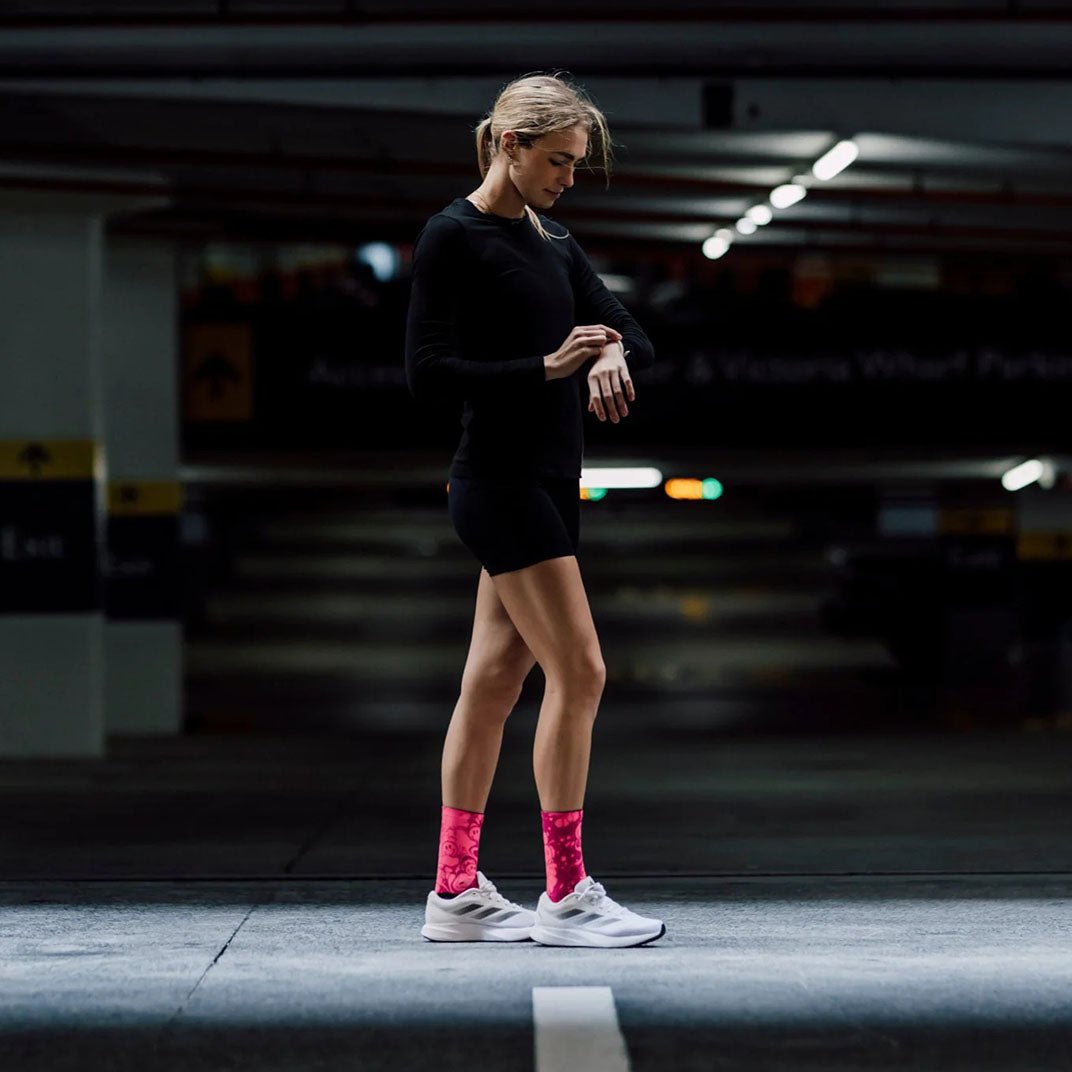 Sox Neon Slide Pink Casual Crew Socks | The Bike Affair