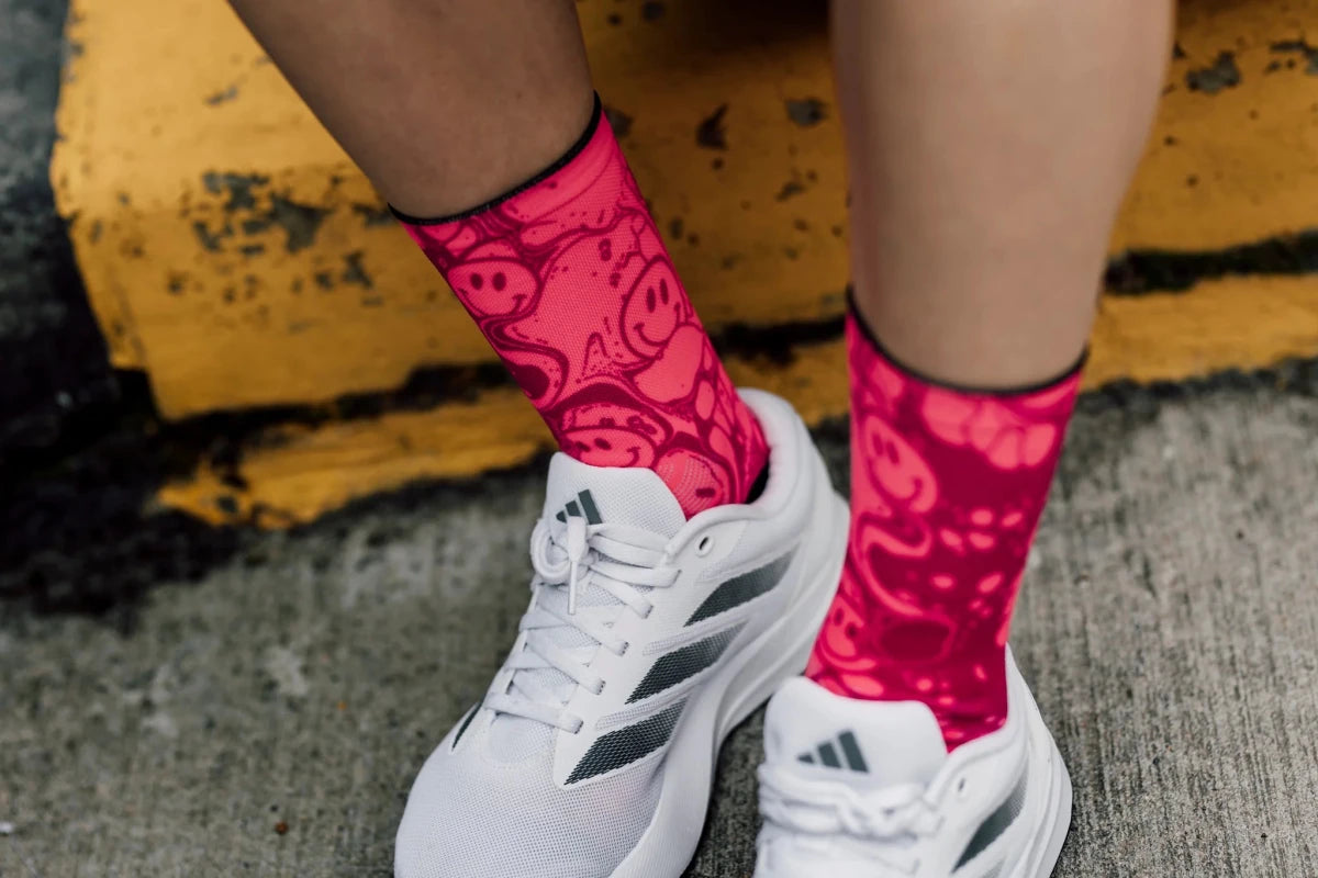 Sox Neon Slide Pink Casual Crew Socks | The Bike Affair
