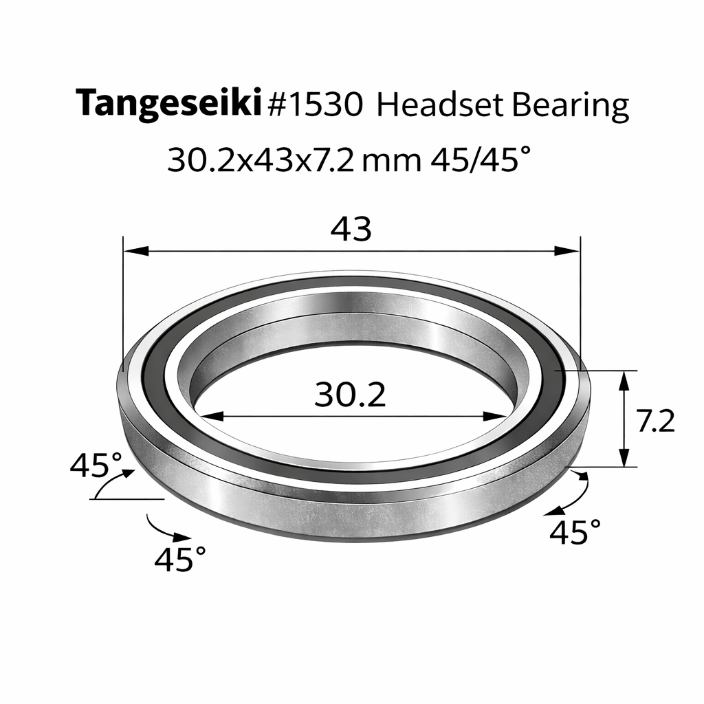 Tangeseiki 1530 Headset Bearing 30.2x43x7.2 mm 45/45° | The Bike Affair