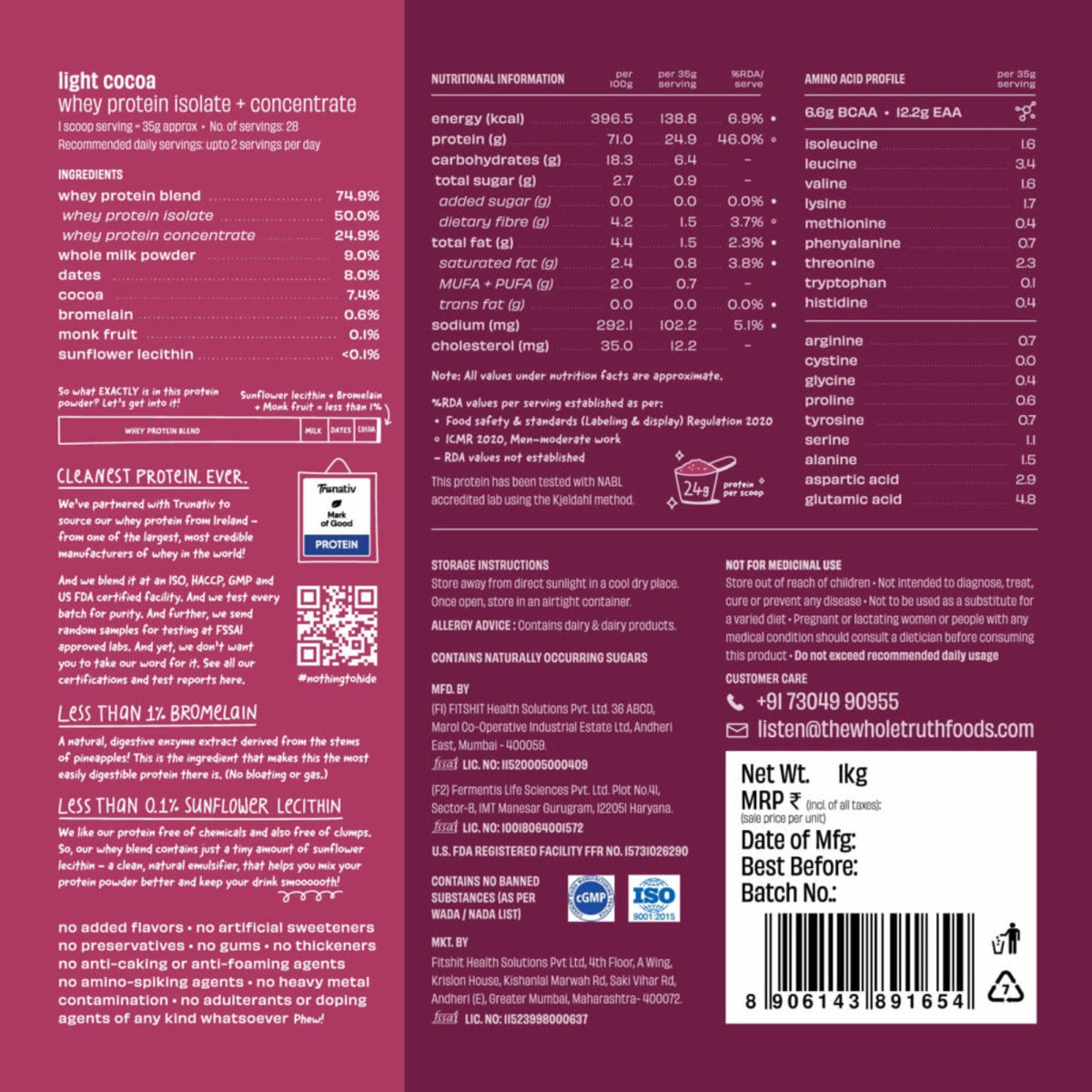 The Whole Truth 24g Protein Range - Pack of 1Kg | The Bike Affair