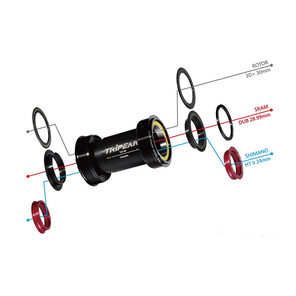 Tripeak BB386 Pressfit Bottom Bracket 3 - in - 1 Shimano/SRAM/Rotor (86.5mm) | The Bike Affair