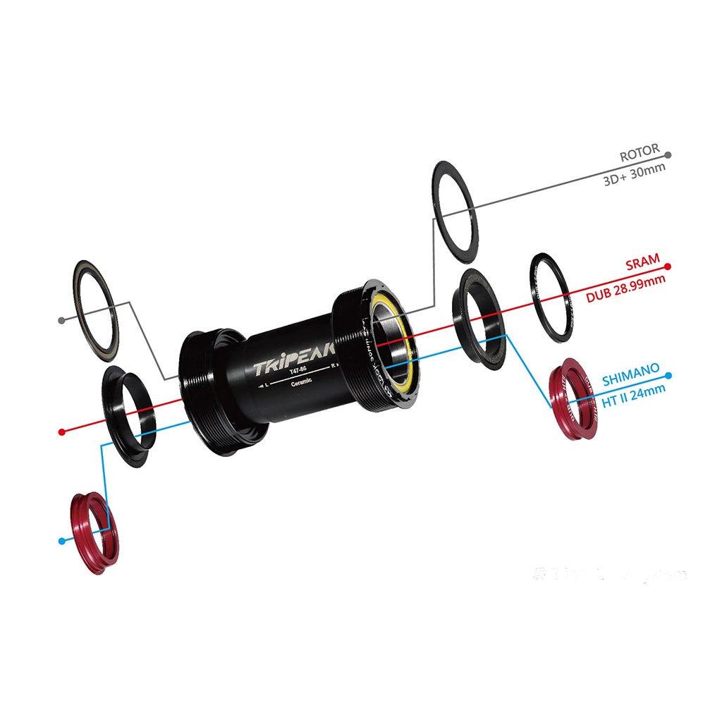 Tripeak BB86 Pressfit Bottom Bracket 3 - in - 1 Shimano/SRAM/Rotor (86mm) | The Bike Affair