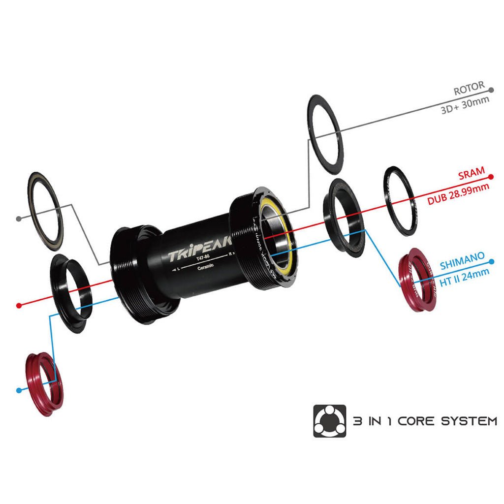 Tripeak T47 3 - in - 1 Ceramic Bottom Bracket - Shimano/SRAM/Rotor (86mm) | The Bike Affair