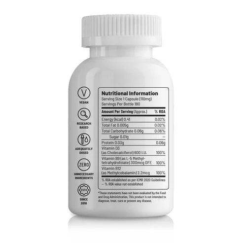 Unived B12+D3 Vegan Capsules - 180 | The Bike Affair