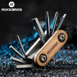Rockbros Titanium-Plated 8-in-1 Wood Handle Multi Tool