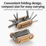 Rockbros Titanium-Plated 8-in-1 Wood Handle Multi Tool