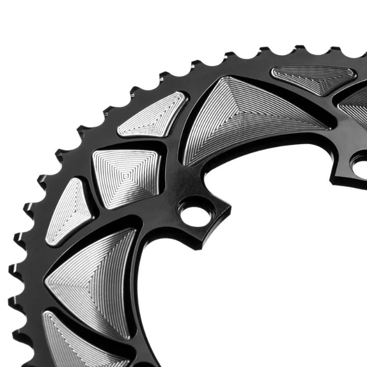 Absolute Black Round Road Chainring 2X 110/5 BCD Shimano (50T/52T) | The Bike Affair