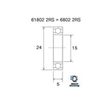Blackbearing B3 61802-2RS/6802-2RS Bearing 15x24x5 mm | The Bike Affair