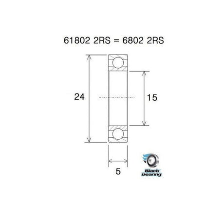 Blackbearing B3 61802-2RS/6802-2RS Bearing 15x24x5 mm | The Bike Affair