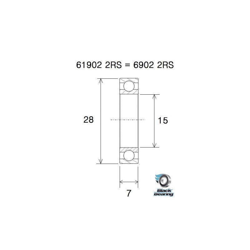 Blackbearing B3 61902 - 2RS/6902 - 2RS Bearing 15x28x7 mm | The Bike Affair
