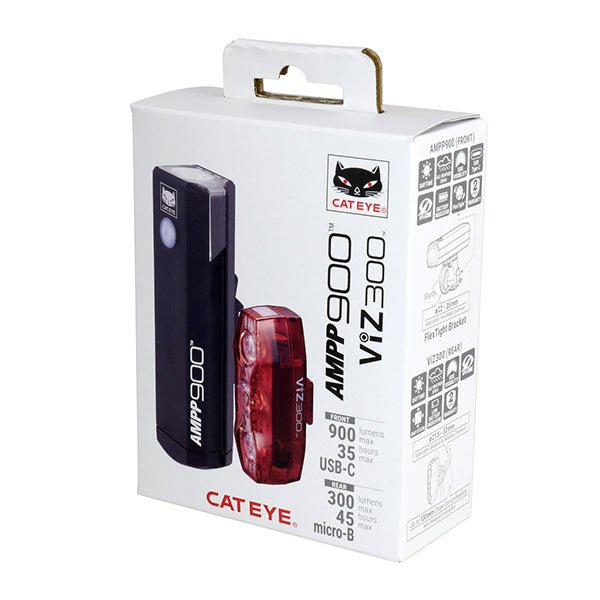 Cateye Ampp900/ViZ 300 HL - EL089/TL - LD810 Combo Light (Rechargeable C) | The Bike Affair