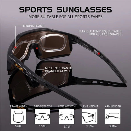 Kapvoe KE9022 Multi - Lens Sports Sunglasses | The Bike Affair