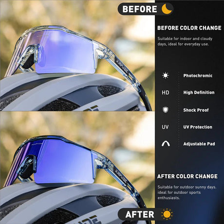Kapvoe KE9023 Color Changing Frames Photochromic Sunglasses | The Bike Affair
