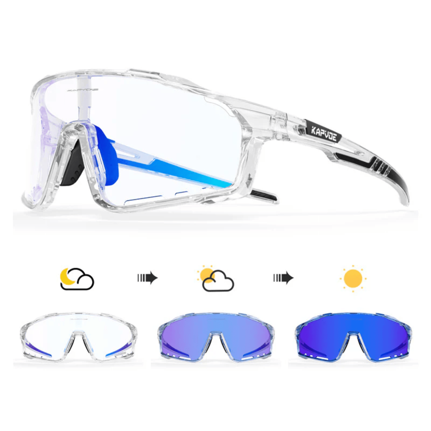 Kapvoe X76 Color Changing Frames Photochromic Sunglasses | The Bike Affair