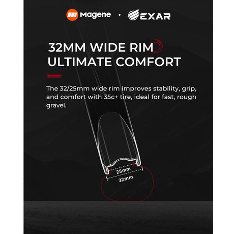Magene Exar Pro GR45 Carbon Gravel Disc Brake Wheelset - 45mm | The Bike Affair
