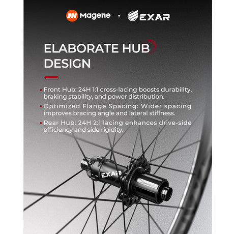 Magene Exar Pro GR45 Carbon Gravel Disc Brake Wheelset - 45mm | The Bike Affair