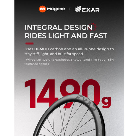 Magene Exar Pro GR45 Carbon Gravel Disc Brake Wheelset - 45mm | The Bike Affair