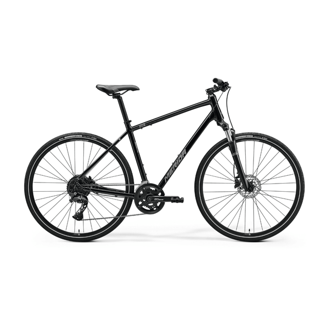 Merida Crossway 300 III2 2025 Hybrid Bicycle, Glossy Black (Silver)
