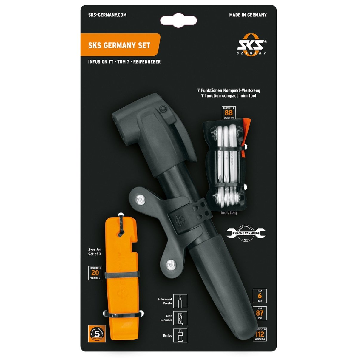 SKS Infusion TT / Tom 7 / Tyre Levers Combo Set | The Bike Affair