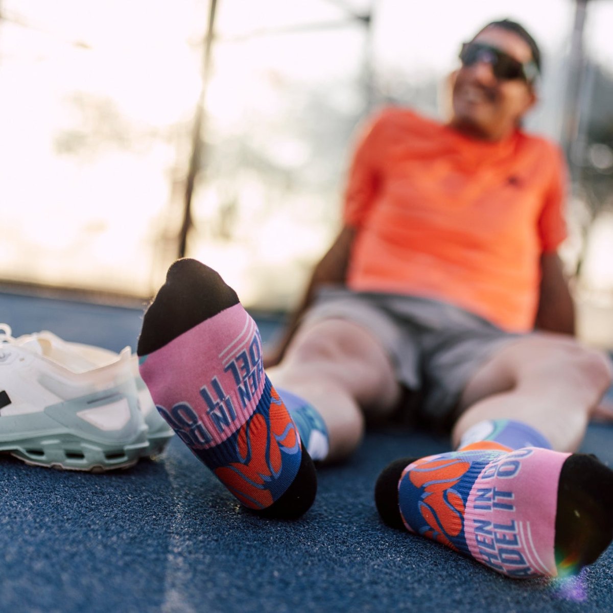Sox Blocks Pink Padel Crew Socks | The Bike Affair
