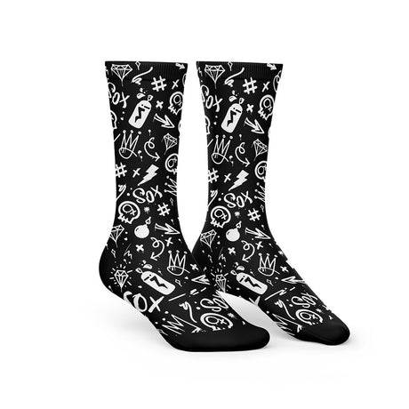 Sox Doodle Black Casual Crew Socks | The Bike Affair