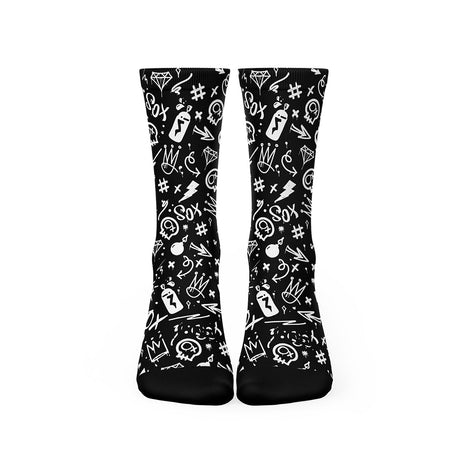 Sox Doodle Black Casual Crew Socks | The Bike Affair