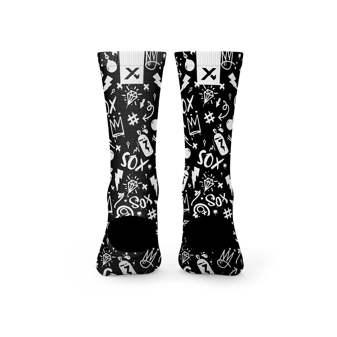 Sox Doodle Black Casual Crew Socks | The Bike Affair