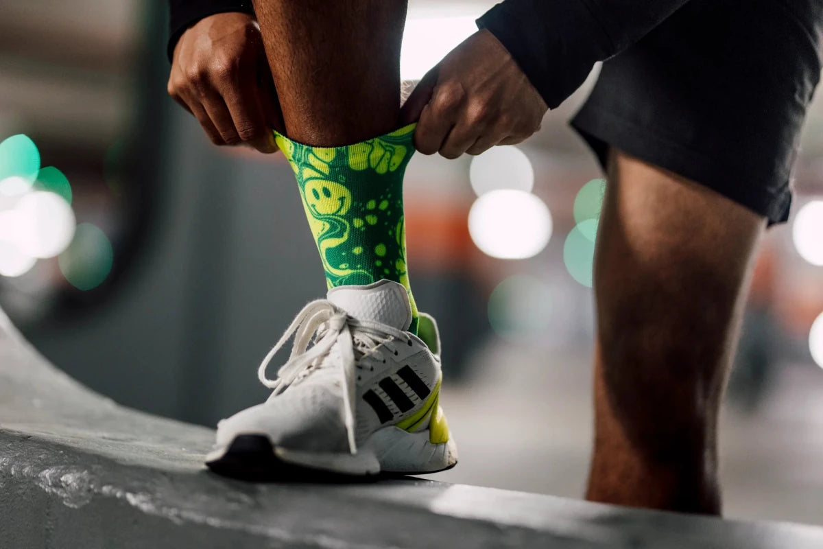 Sox Neon Slide Yellow Casual Crew Socks | The Bike Affair