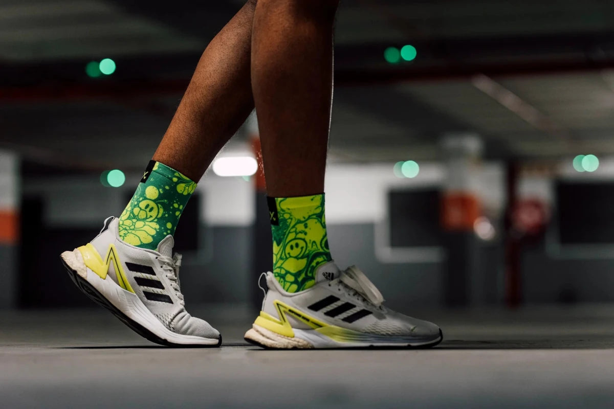 Sox Neon Slide Yellow Casual Crew Socks | The Bike Affair