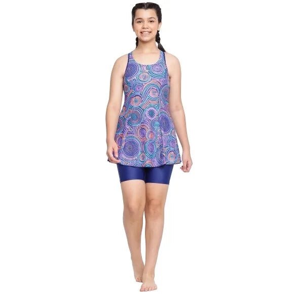 Speedo Junglepetal Allover Printed with Boyleg Girl's Swimdress | The Bike Affair
