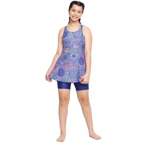 Speedo Junglepetal Allover Printed with Boyleg Girl's Swimdress | The Bike Affair