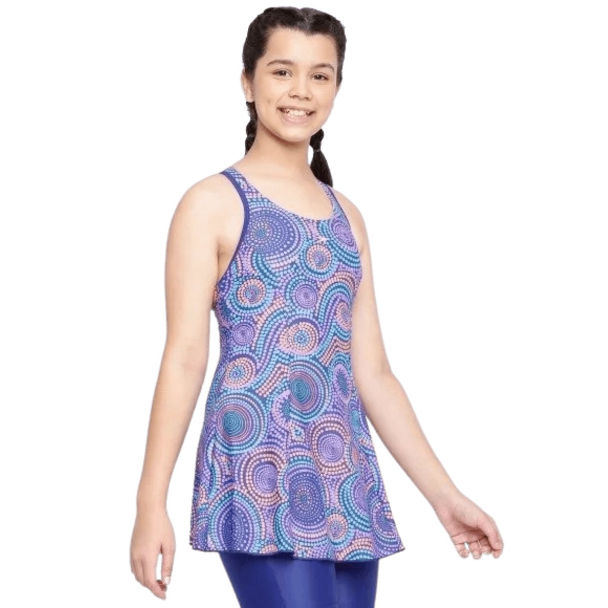 Speedo Junglepetal Allover Printed with Boyleg Girl's Swimdress | The Bike Affair