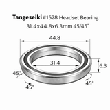 Tangeseiki 1528 Headset Bearing 31.4x44.8x6.3 mm 45/45° | The Bike Affair