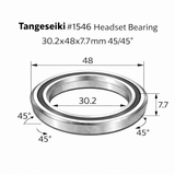 Tangeseiki 1546 Headset Bearing 30.2x48x7.7 mm 45/45° | The Bike Affair