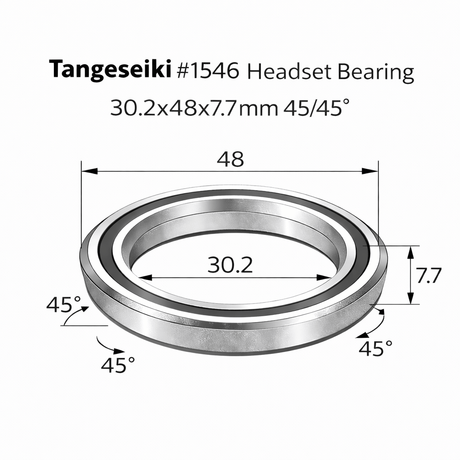 Tangeseiki 1546 Headset Bearing 30.2x48x7.7 mm 45/45° | The Bike Affair