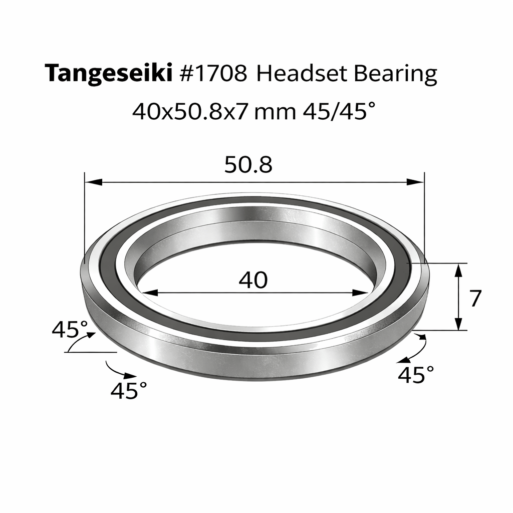 Tangeseiki 1708 Headset Bearing 40x50.8x7 mm 45/45° | The Bike Affair