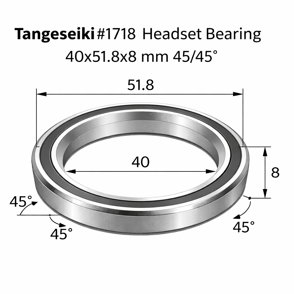 Tangeseiki 1718 Headset Bearing 40x51.8x8 mm 45/45° | The Bike Affair