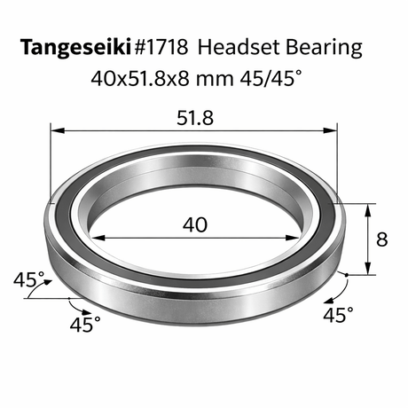 Tangeseiki 1718 Headset Bearing 40x51.8x8 mm 45/45° | The Bike Affair