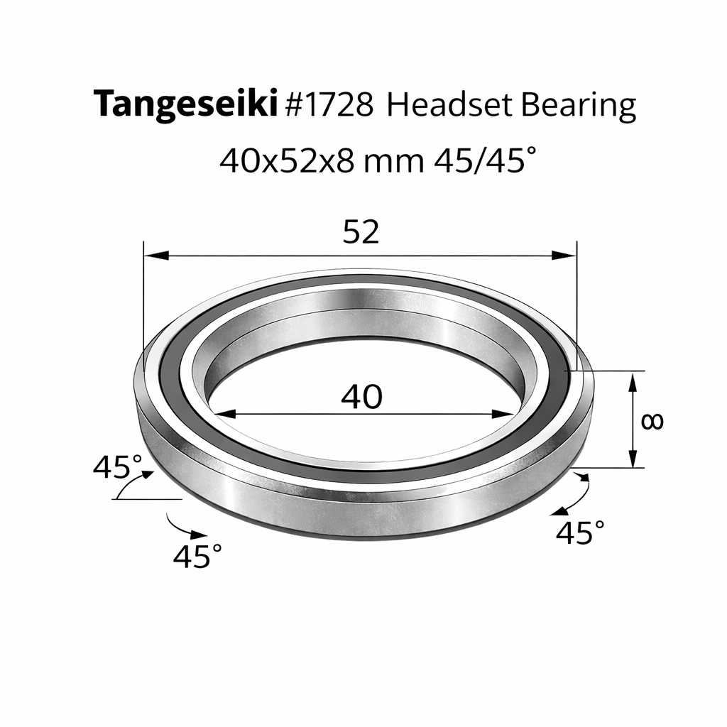 Tangeseiki 1728 Headset Bearing 40x52x8 mm 45/45° | The Bike Affair