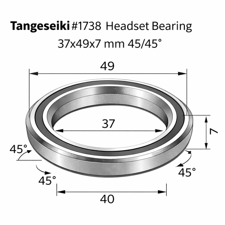Tangeseiki 1738 Headset Bearing 37x49x7 mm 45/45° | The Bike Affair
